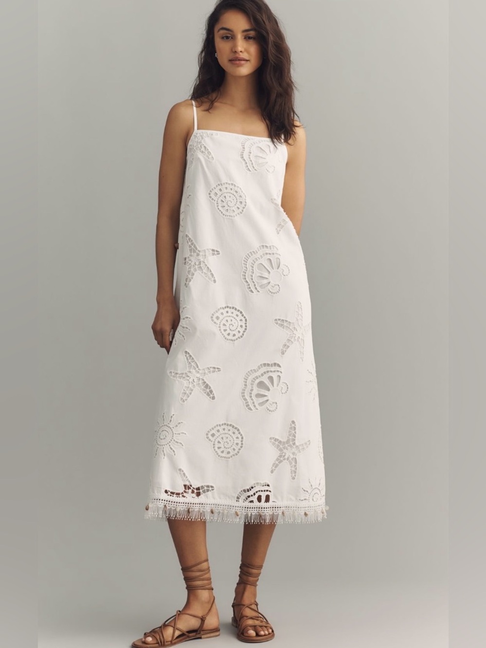 Maude Club Cotton Ciel Eyelet Midi Dress in White